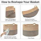 115L Large Blanket Basket,23.6" L x 23.6" W x 15.7" H Rope Woven Baskets with Handles, Toys Storage Bins,Laundry Basket Perfect for Living Room, Nursery,Bedroom,Home Organization,White&Brown