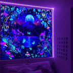 Jhdstore Blacklight Fantasy Forest Tapestry for Bedroom UV Reactive Tapestry Glow in the Dark Wall Tapestries Wall Hanging Galaxy Space Blacklight Posters for Bedroom Living Room Decor 60”x80”