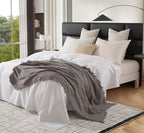 KyraHome 100% Cotton Throw Blanket for Couch, 60"x80" Large Muslin Blankets for Adults, Toddler, Plant-Dyed, Breathable Cozy Lightweight Fall Blanket, Picnic, Travel, All Season, Dark Grey