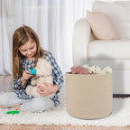 Cotton Rope Basket For Girls Boys Kids 16”X14” Baby Laundry Basket Nursery Bin Round Woven Baskets Organizer For Storage Toys Blankets Shoes Clothes oatmeal