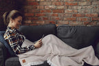 Gold Case Throw Blanket for Couch - 100% Recycled Turkish Cotton Blankets & Throws - Retro Soft Throw Blankets for Living Room - Boho Decorative Woven Couch Blanket - 60x80 - Beige