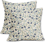 Green Teal Navy Blue Floral Pillow Covers 24x24 Set of 2 Vintage Rustic Old Style Cute Small Flower Print Decorative Outdoor Pillowcases Farmhouse Throw Cushion Case Decor for Couch Sofa Bed
