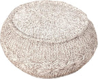 L. R. Resources, Inc. LR Home Beige/White Cable Knit Cotton Pouf for Home Decor | Hand Made Modern Foot Rest for Bedroom & Living Room Décor | 20 x 20 x 12 Stuffed Pouf for Seating