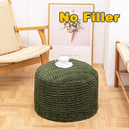 Handmade Unstuffed Ottoman Pouf Cover – Versatile Storage Footstool & Floor Pouf for Living Room, Bedroom, or Wedding Decor | 20" Diameter x 14" Height | Filler Not Included (Green)