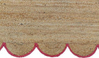 Weaving Cottage Scalloped Natural Jute Area Rug | Beige & Red, 2X3 FT Handwoven Jute Doormat | Eco-Friendly, Durable, and Stylish | Perfect for Living Room, Bedroom, and Entryway