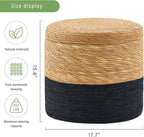Wimarsbon Storage Pouf Ottoman, Hand Weaving Natural Straw Foot Stool, Bohemian Round Patio Ottomans, Rustic Lounge Pouffe, Outdoor Extra Seat for Garden