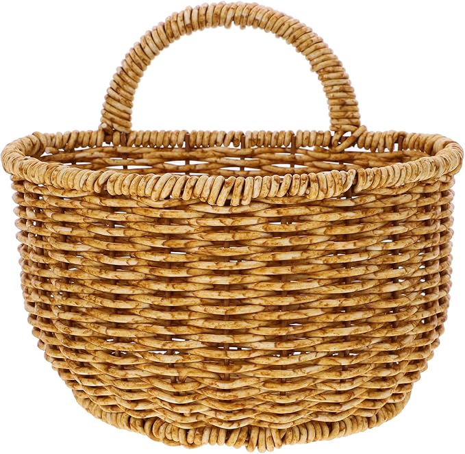 DOITOOL Handwoven Kitchen Storage Basket 7 Inch Hanging Wall Basket for Fruits Vegetables Garlic Onion Bathroom Organization