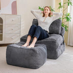 HIGOGOGO Square Stuffed Pouf Ottoman, Corduroy Poufs with Foam Chunk Filling, Furry and Fluffy Pouf Foot Stool Storage Ottoman, 21 X 21 Floor Poufs Foot Rest for Living Room, Dark Grey