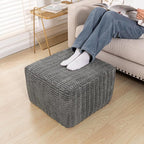 Asuprui Round Square Pouf Ottoman Foot Rest – Lightweight Modern Footstool with Plush Foam Filling, Perfect for Living Room Decor & Cozy Comfort – 20x20x14 Inch Chic Accent Piece (Gray)