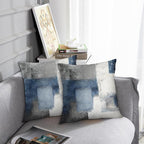 Britimes Throw Pillow Covers Modern Home Art Decor, 18 x 18 Inches Set of 2 Pillow Cases Decorative, Abstract Oil Painting Pillowcases for Bedroom, Living Room, Cushion Couch Sofa, Navy Blue White