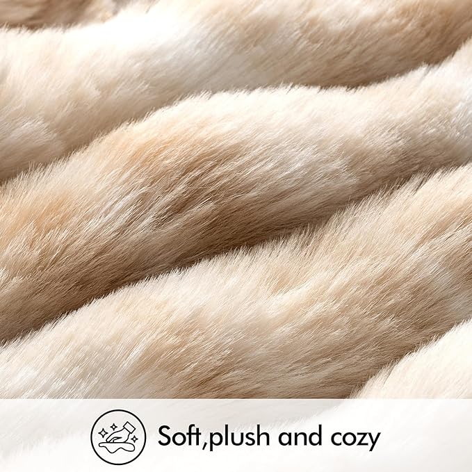 MIULEE Faux Fur Pillow Covers Thick Soft Plush Throw Pillows Luxury Spring Home Decor for Couch Bed Bedroom Living Room Sofa,18x18 Inch Pack of 2 White-Beige
