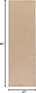 Nourison Home Washable Jute Natural 2'3" x 7'6" Area Rug - Easy Clean, Non Shedding, Bed Room, Living Room, Dining Room, Kitchen (8' Runner)
