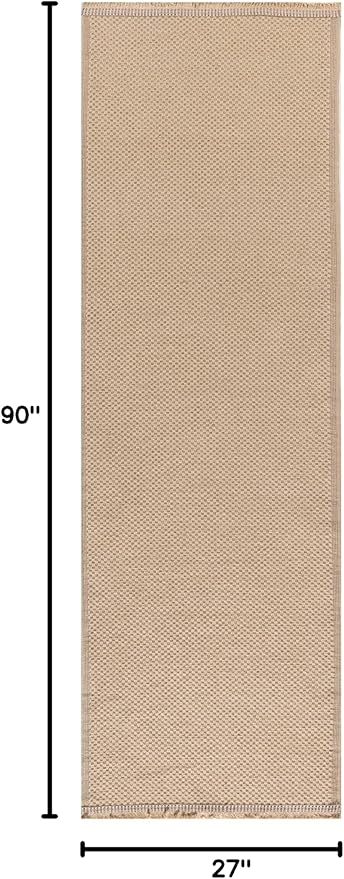Nourison Home Washable Jute Natural 2'3" x 7'6" Area Rug - Easy Clean, Non Shedding, Bed Room, Living Room, Dining Room, Kitchen (8' Runner)