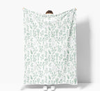 Floral Fuzzy Blanket Green Floral Throw Blanket, Botanical Flowers Blankets, Soft, Flannel, Warm, Boho Flowers Bed Blankets All Season for Couch Bedroom Living Room 60X90 Inch