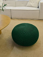 ARTPLAN - Round Knit Pouf - Woven Floor Ottoman - Handmade & Hand Stitched - 19.7 Dia x 12.8 High - Boho Home Décor - Living Room - Bedroom,Invisible Green