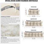 Johnear Headboard Backrest Support Pillow for Daybed Couch Reading Pillows for Sitting UP in Bed Adult, Set of 2 Pack Wedge Pillows for Twin Size Bed Chenille Throw Pillow Rectangular Bolster Pillow