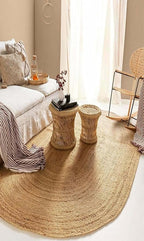 MDS 1 PCS Handwoven Braided Jute Area Rug 2x3 FEET Oval Shape - 100% Natural Burlap Reversible Accent Rugs for Home Decor, Living Room, Doormat, Kitchen, Entryway Rug, Rustic, Farmhouse (2'x3')