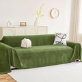 hyha Couch Cover for Dogs, Boho Sofa Covers for 3 Cushion Couch Washable, Chenille Sofa Slipcover for Pets, Soft Loveseat Sectional Couch Throw Blankets with Tassels (Green, 71x134 Inch)