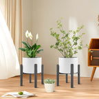 2PCS Adjustable Metal Plant Stand Black, Fits 6 -10 Inch Heavy Duty Flower Pots Holder - Floor Single Plant Stands Indoor Outdoor for Corner Planter Outside Potted Plants (Pot Not Included)