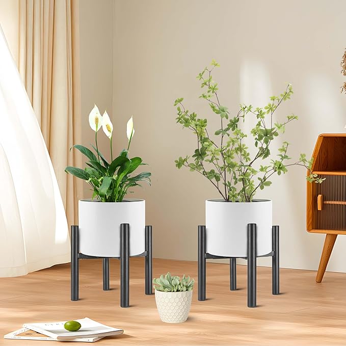 Adjustable Metal Plant Stand Black, Fits 8 -13 Inch Heavy Duty Flower Pots Holder - Floor Single Plant Stands Indoor Outdoor for Corner Planter Outside Potted Plants (Pot Not Included)