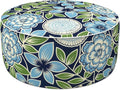 LVTXIII Inflatable Stool Ottoman Footrest with Handle, Decorative Fade-Resistant Foot Stool, Indoor or Outdoor Pouf for Home Garden and Camping Use, 21x21x9, Azure Botanical Symphony‌