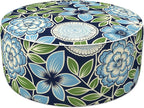 LVTXIII Inflatable Stool Ottoman Footrest with Handle, Decorative Fade-Resistant Foot Stool, Indoor or Outdoor Pouf for Home Garden and Camping Use, 21x21x9, Azure Botanical Symphony‌