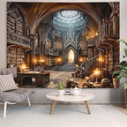 Accnicc Gothic Library Tapestry Medieval Bookshelf Tapestries Wall Hanging Goth Vintage Dark Academia Hall Book Library Backdrop Large Tapestry for Bedroom Living Room Dorm Classroom 80 x 60 inch