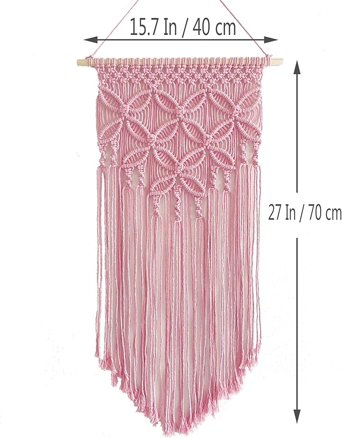 Handmade Cotton Home Decor Macrame Wall Hanging (Pink)