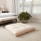 Square Tufted Floor Pillow with Removable Cover, Cream, Large (40")