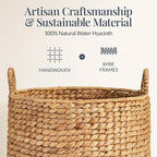 Best Choice Products 2-Piece Round Nesting Baskets W/Handles, Handwoven Water Hyacinth, Plant Holder, Laundry Basket, Storage Organizer, Tote Bins for Bedroom, Living Room, & Laundry Room - Natural