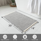 MIULEE Set of 2 Waffle Bathroom Rugs, Boho Bath Rugs Non Slip Washable, Super Absorbent Bath Mats, Ultra Soft Rubber Backed Shower Mats for Bathroom Floor, Tub, LightGrey & Cream, 18x30 Inch