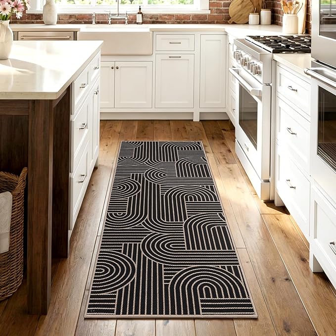 GarveeHome Easy Jute 2x8 Modern Rainbow Runner Rug for Hallway Kitchen Bedroom Non Slip Indoor Outdoor Runner Door Mat for Laundry Porch