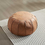 Louis Donné Unstuffed Pouf Ottoman Handmade Moroccan Storage Footstool Seat Round Home Decoration Pouf Cover Multi Functional Bean Bag Floor Chair for Living Room, Office, Bedroom, Balcony Decor