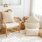 Boho Throw Pillow Covers 20x20 Set of 2 Modern Farmhouse Decorative Cushion Case Tufted Linen Square Pillows Cover Neutral Pillow Cases Accent Pillowcase for Sofa,Couch,Bed,Beige and Yellow