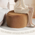 Round Pouf Ottoman Foot Rest, 29 X 18Inch Floor Poufs Footstool, A Round Modern Foam Filled Foot Stool for Living Room, Home, Nursery, Dorm (Orange, 29Inch)