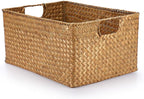 Hipiwe Seagrass Storage Baskets Bin for Shelf Handwoven Wicker Baskets Built-in Handles Rectangular Closet Bedroom Organizer Box Multipurpose Woven Basket Bins,14.6"x 10.6"x 7.1"
