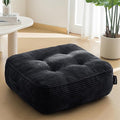 HIGOGOGO 8" Extra Thick Floor Pillow Cushion for Adults, Meditation Cushion Pillow, Large Square Floor Sitting, Tufted Corduroy Cover, for Tatami Living Room or Yoga, 22x22 Inch, Black