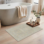 GENIMO 2x3 Indoor Doormat, Washable Non-Slip Vintage Floral Low Pile Door Mat for Entryway Front Door Kitchen Bathroom, Stain Resistant Small Throw Rug Runner (Beige)