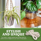 Macrame Plant Hanger with Short Rope (No Tassel) - 23 Inch - Cotton Macrame Cord for Boho Decor Flower Pots - Bohemian Chic Home Decor, Simple Indoor Outdoor Hanging Houseplants or Terrarium | 1 Pack