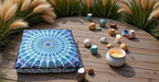 INDIAN CRAFT CASTLE 24" Green Peacock Mandala Barmeri Large Floor Pillow Cover Cushion Meditation Seating Ottoman Throw Cover Hippie Decorative Zipped Bohemian Pouf Ottoman Pom Pom Cases 24" Square