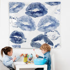 WNAGT Trendy Black and White Kiss Lips Tapestry Wall Hanging, Funky Makeup Wall Decor, Fashion Aesthetic Wall Blanket Decor for Girls Room College Dorm Makeup Room Beauty Room, 50x60 Inch