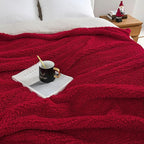 HORIMOTE HOME Ultra Soft Sherpa Throw Blanket with Pompom Fringe, Lightweight Plush Boho Throw Blanket for Couch, Sofa, Bedroom,Travel, Christmas Decor, Warm Blanket for Winter, 50"x60", Red