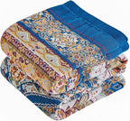 Boho Throw Blanket 100% Cotton Muslin Woven Blanket Bohemian Bed Throws Vintage Rustic Farmhouse Decor Reversible Bed Blanket Quilt for All Seasons（Blue 50"x60"）