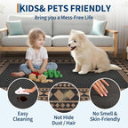 GarveeHome Jute Runner Rug 2x6 Washable Easy Jute Rug Non-Slip, Modern Bordered Indoor Outdoor Floor Mats, Easy Cleaning Geometric Neutarl Rugs for Kitchen Bedroom Balcony Entryway Porch, Black Brown