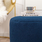 Round Pouf Ottoman 20 x 20 x 14 Inches Boho Poof Home Decor Floor Pouffe Ottoman Foot Rest for Couch Sofa Bean Bag Chairs Living Room Bedroom (Navy)