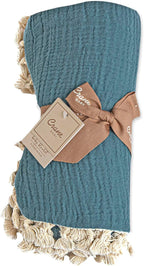 Crane Baby Muslin Swaddle Blanket, Soft Cotton Lightweight Nursery and Stroller Blanket for Baby Boys & Girls, Riverstone, 30" x 40"