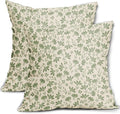 Sage Green Floral Pillow Covers 24x24 Set of 2 Spring Vintage Rustic Old Style Cute Flower Green Cream Print Decorative Outdoor Pillowcases Farmhouse Throw Cushion Case Decor for Couch Sofa Bed