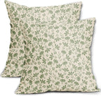 Sage Green Floral Pillow Covers 24x24 Set of 2 Spring Vintage Rustic Old Style Cute Flower Green Cream Print Decorative Outdoor Pillowcases Farmhouse Throw Cushion Case Decor for Couch Sofa Bed