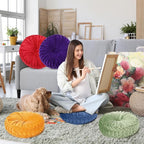 Yerliker 6 Pcs Floor Pillow Cushions 15inch Round Velvet Throw Pillows Colorful Flexible Cushions Alternative Pillows for Couch Chair Living Room Bedroom Home Office Decor(Bright Color)