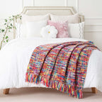 BATTILO HOME Multicolor Throw Blanket for Couch, Colorful Afghan Throw Blanket for Spring, Indoor Outdoor Throw for Home Decor, 50"x60"